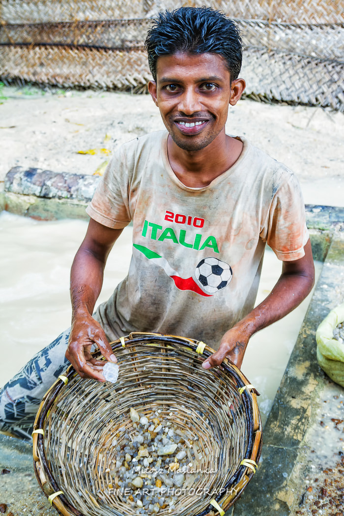 Man searches moonstone in a moonstone mine. Moonstone is one of gems found in Sri Lanka