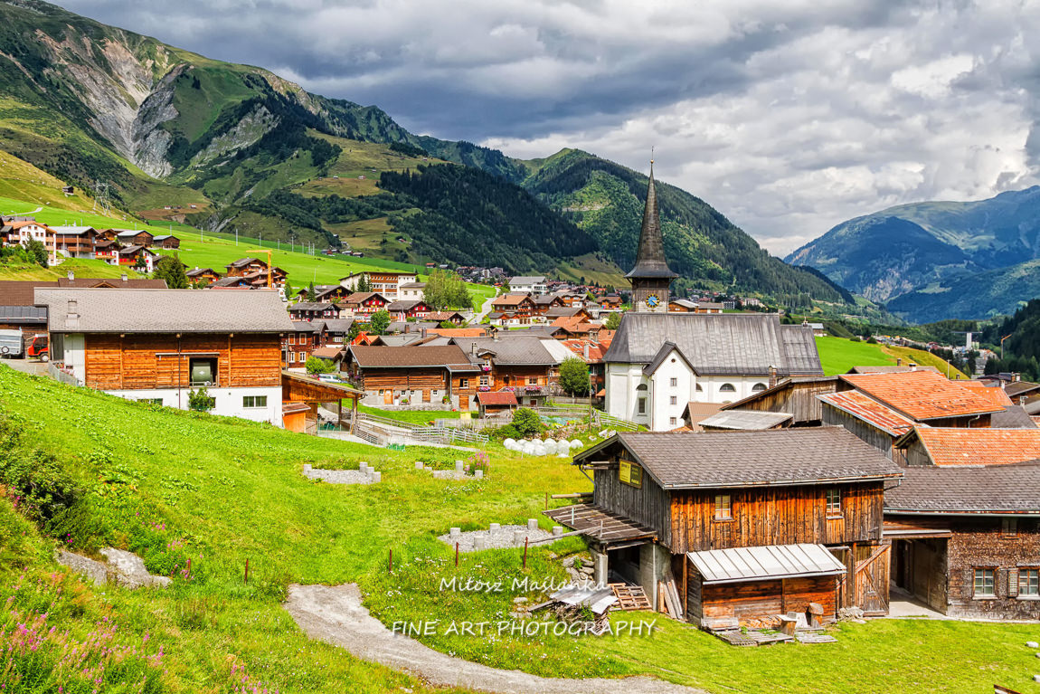 Tujetsch village in Swiss Alps