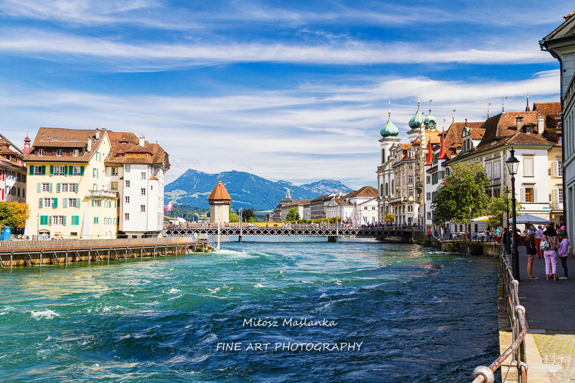 Riverfront in Lucerne, Switzerland