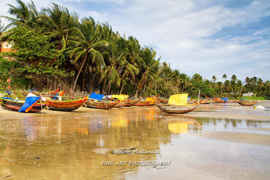 Traditional fishing boats in Mui Ne fishing village, Vietnam