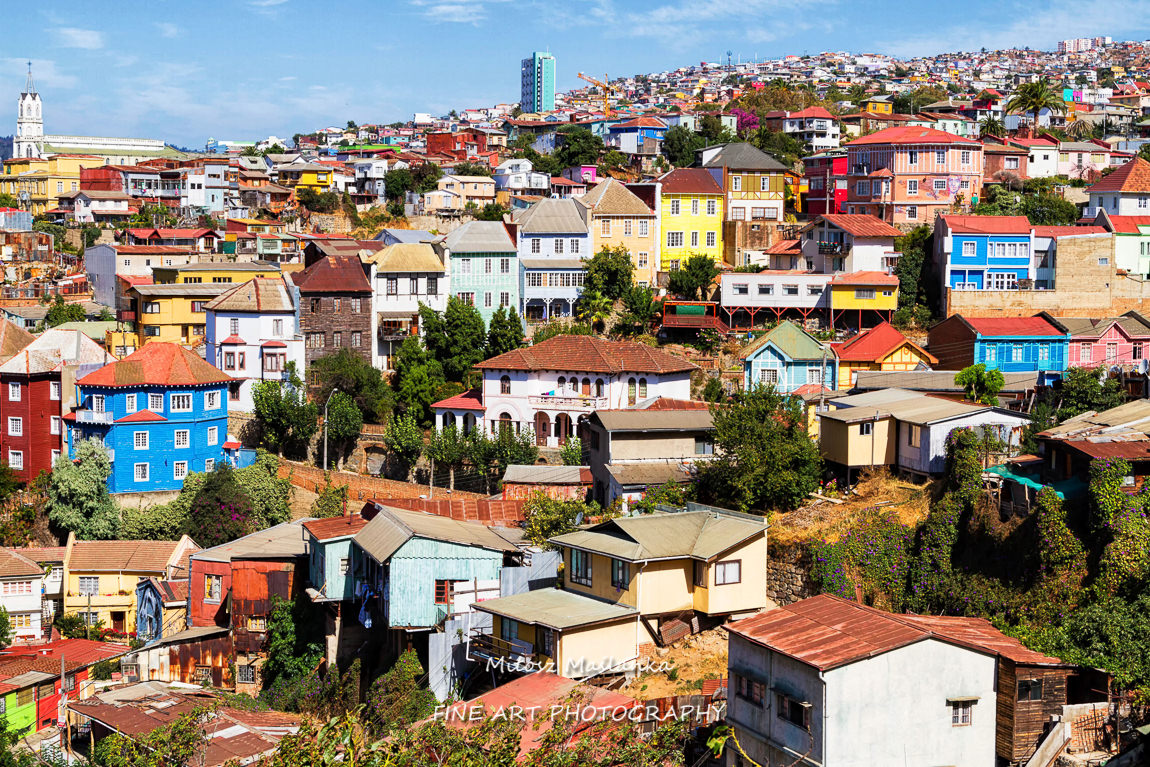 Colorful buildings on the hills of the UNESCO World Heritage city of Valparaiso, Chile