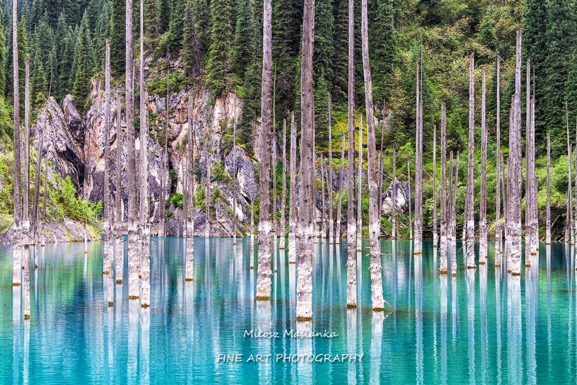 Kaindy Lake in Tien Shan mountain, Kazakhstan.