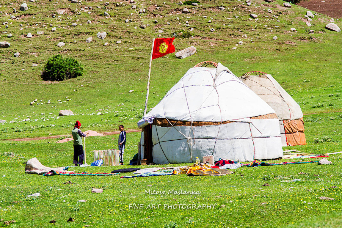 Yurt in Alatau Plateau, Tian Shan mountains near Karakol in Kyrgyzstan, Central Asia