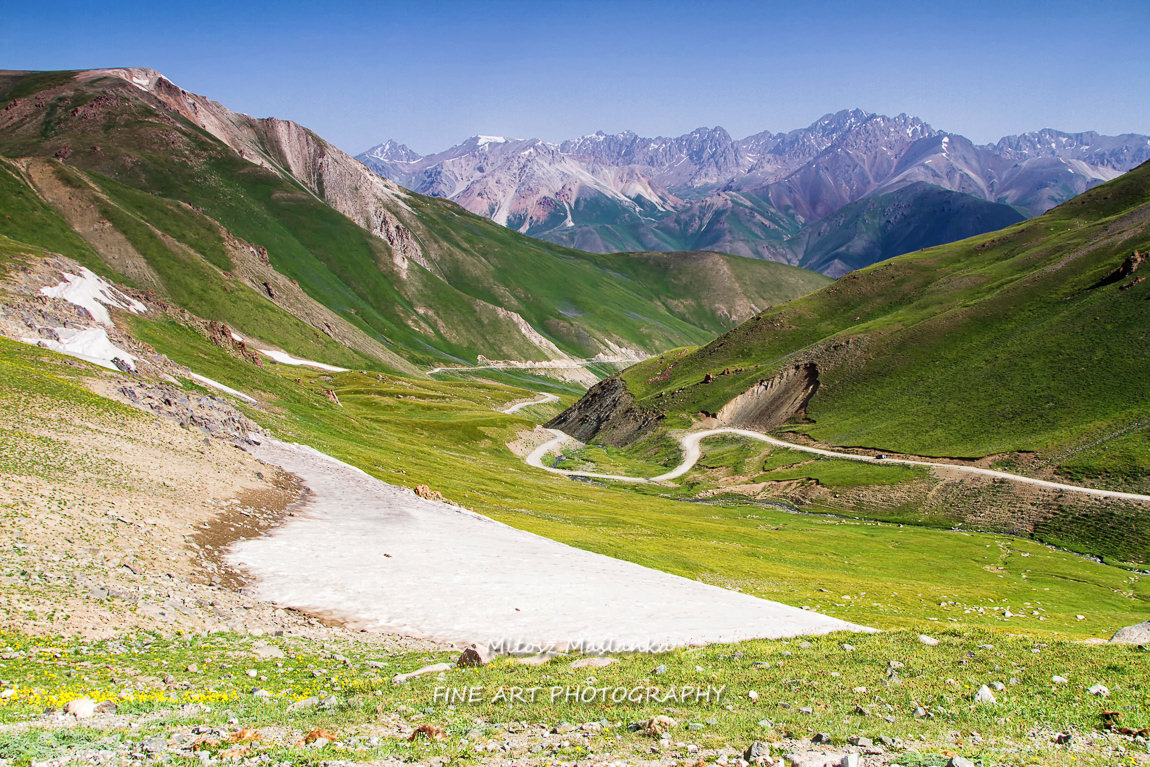 Road to Song Kul lake in Kyrgyzstan. Tian Shan mountains, Central Asia