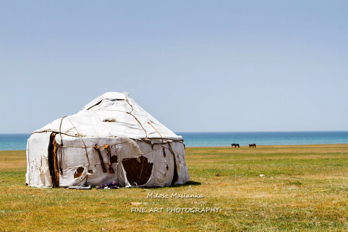Yurt at Song Kol lake in Kyrgyzstan mountains. Central Asia