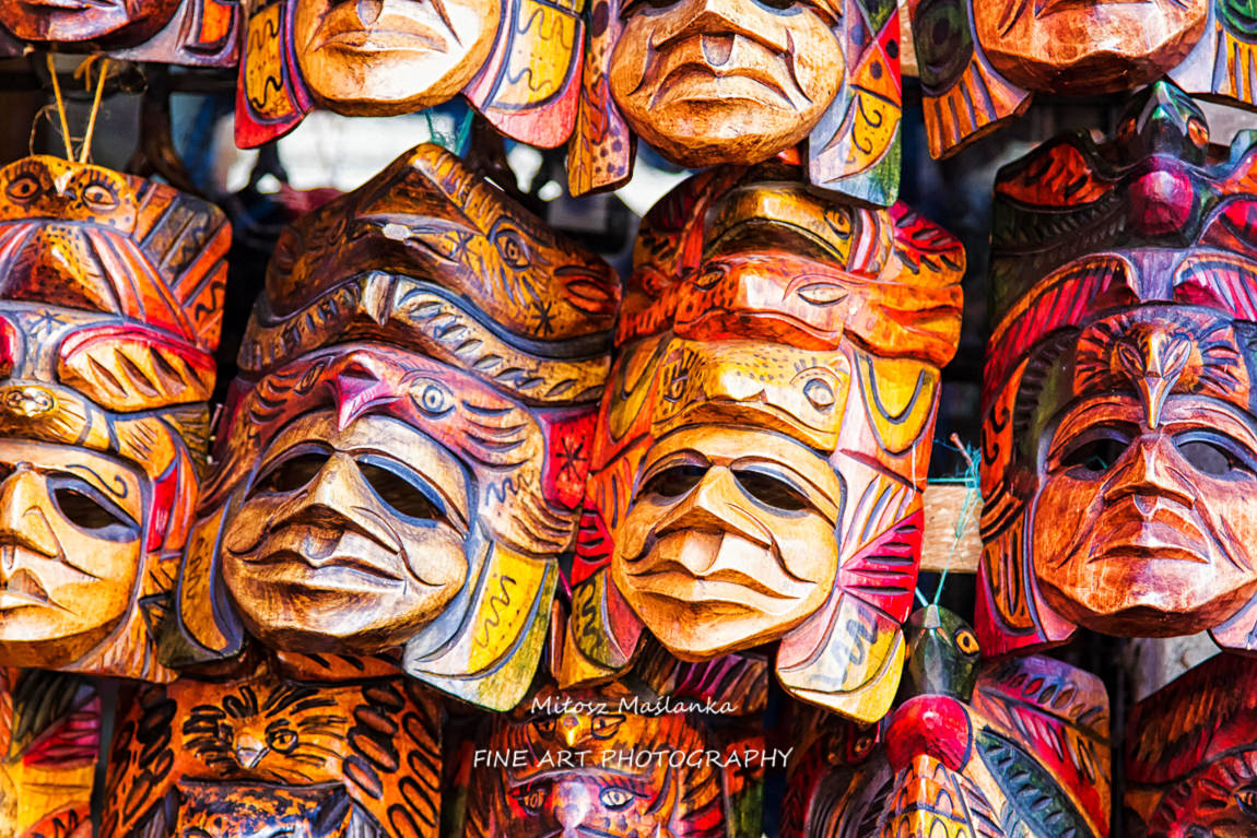 Mayan Wooden Masks for sale, Chichicastenango, Guatemala, Central America