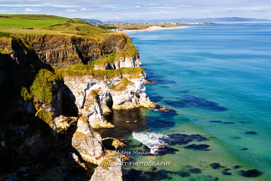 Coastal cliffs in County Antrim, Northern Ireland near Portrush and Carrick-a-Rede