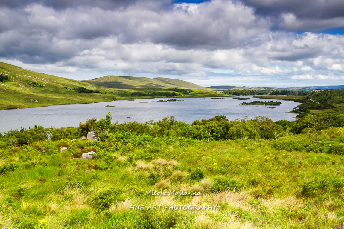 Panoramic view and landscape of Glenveagh National Park in Ireland. County Donegal