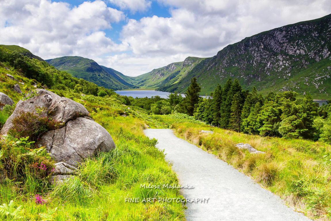 Panoramic view and landscape of Glenveagh National Park in Ireland. County Donegal