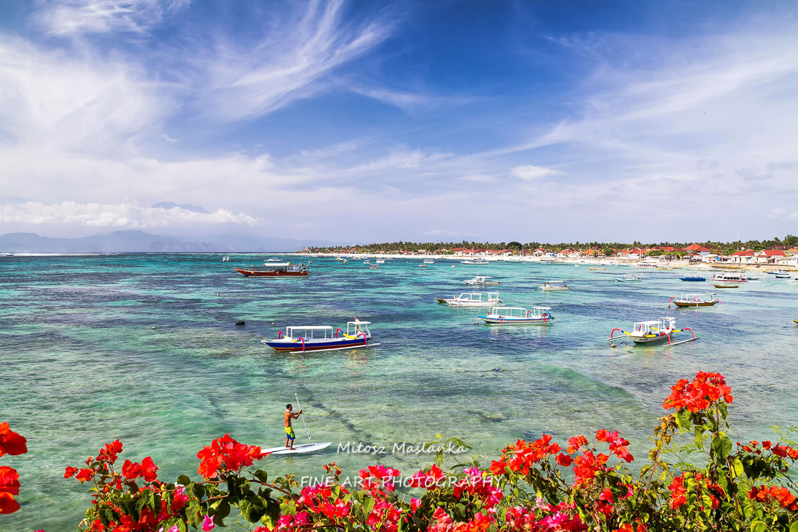 Boats on beach in Nusa Lembongan island.