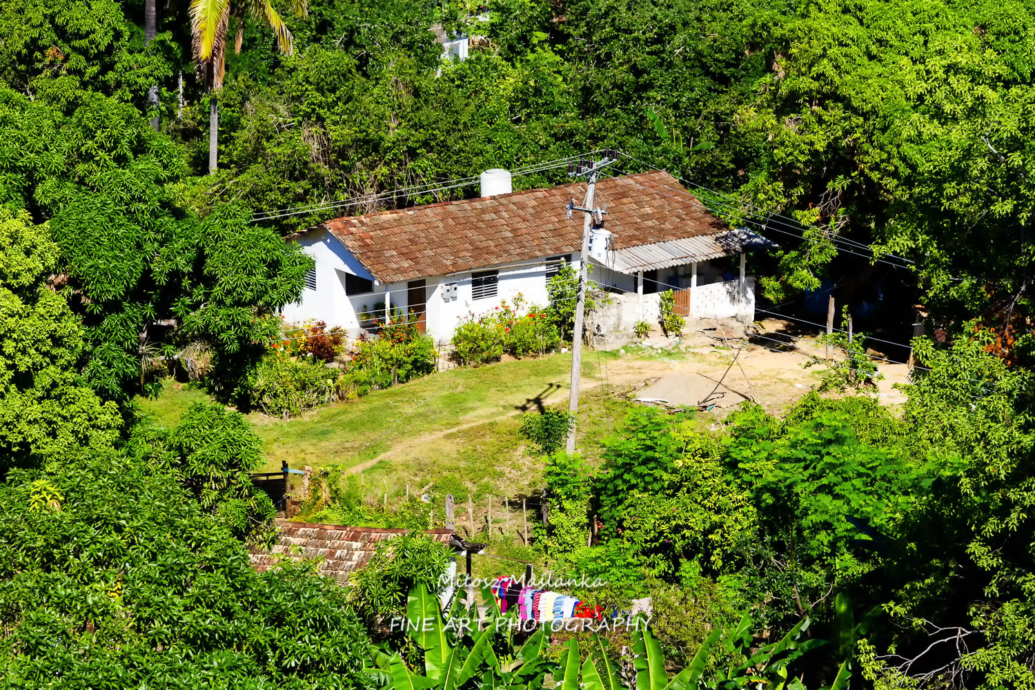 Old log cabin in a remote Cuban countryside and natural environment. Many Cubans live in wooden huts on the countryside.